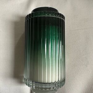 Elegant Green and White Glass Candle